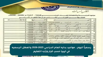 رسمياً اليوم.. مواعيد بداية العام الدراسي 2025-2026 والعطل الرسمية في ليبيا حسب قرار وزارة التعليم
